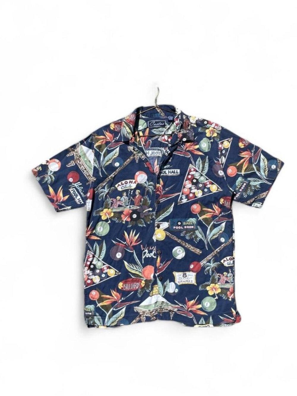 Cactus Casual Luxury Pool Hall Billiards Hawaiian Shirt Size L